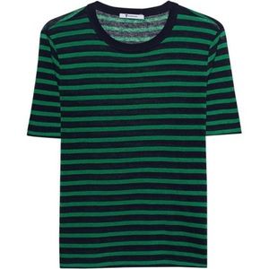 T by Alexander Wang Cropped Stripe Linen Tee